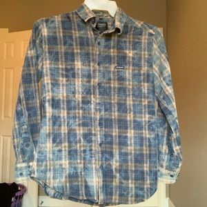 Bleach wash plaid button up